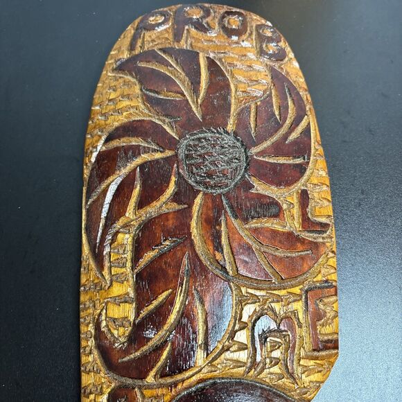 Hand Carved Wooden Wood Tribal Art Smoking No Problem Faces Set Of 2 Tiki Decor - Picture 3 of 9